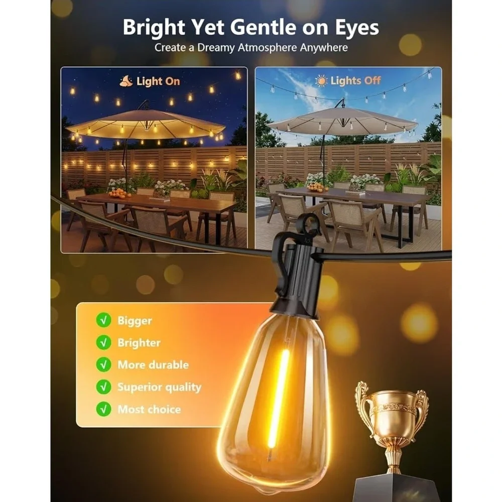 Solar String Lights 175FT LED Waterproof Dimmable Remote Brightown Patio Outdoor